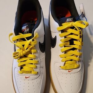 Nike Air Force 1 White and Yellow Sneakers